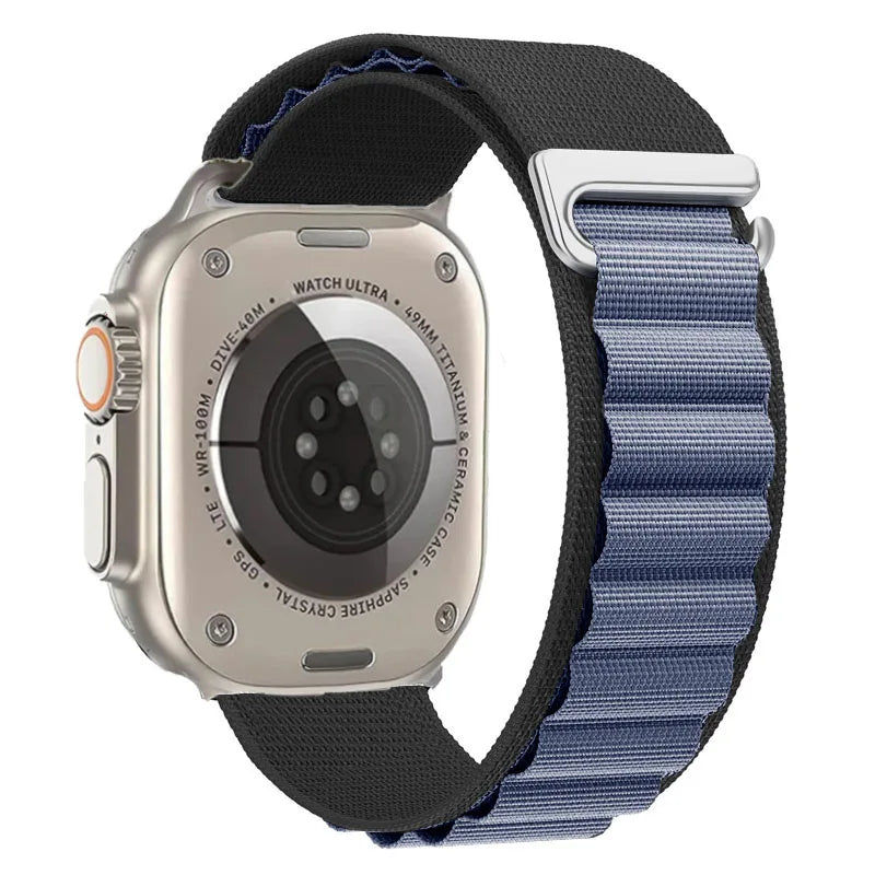 Alpine Loop Band For Apple Watch - 24 Black light Blue-42mm 44mm 45mm-Insta Straps