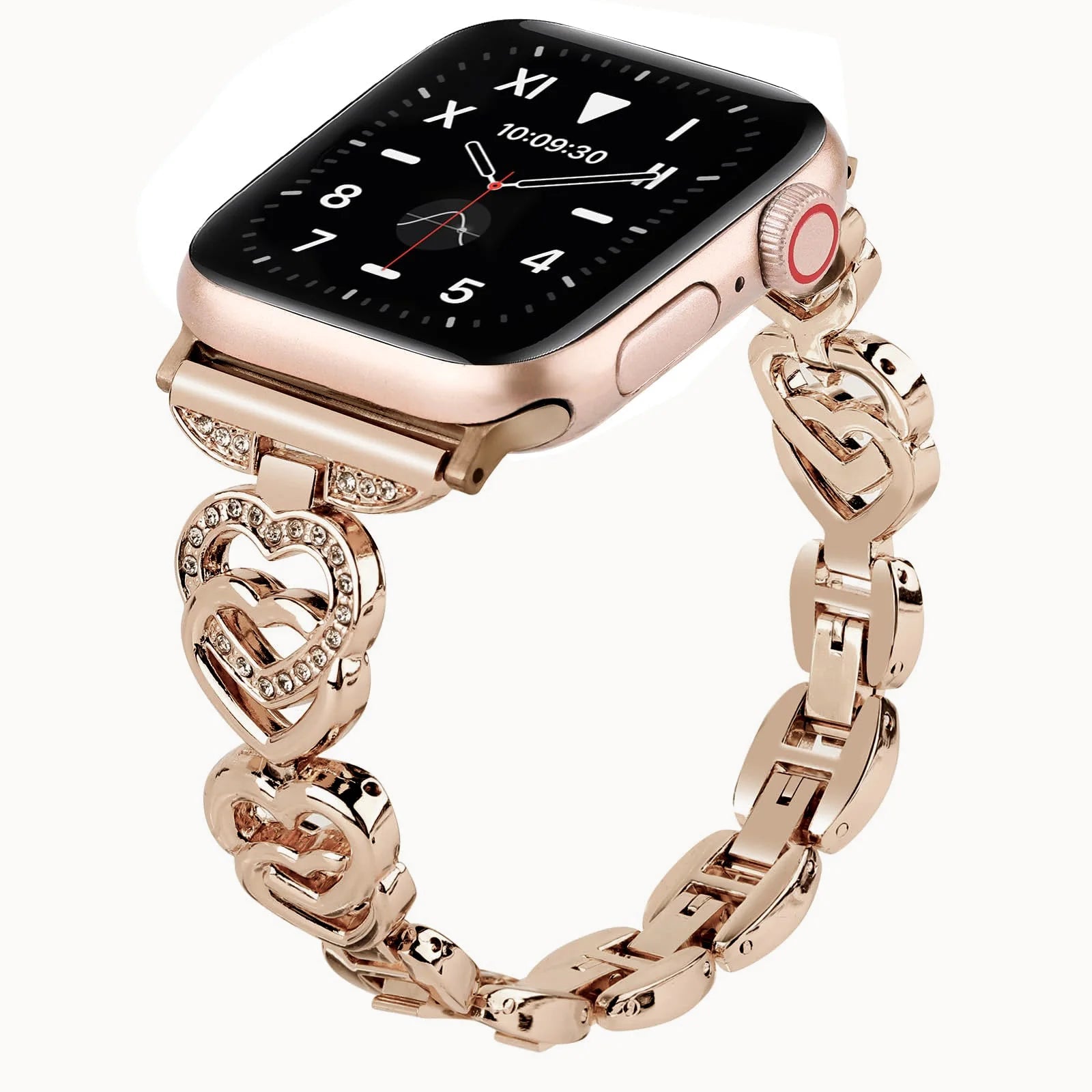 Luxury Diamond Heart Shaped Strap for Apple Watch - Champagne-42mm 44mm 45mm 49mm-Insta Straps