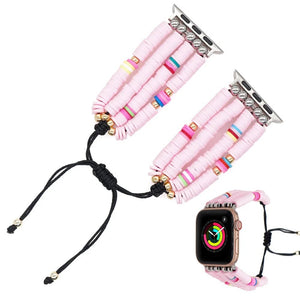 New Bohemian Hand Beaded Soft Pottery Woman Strap for Apple Watch - Light-Pink-42MM-44MM-Insta Straps