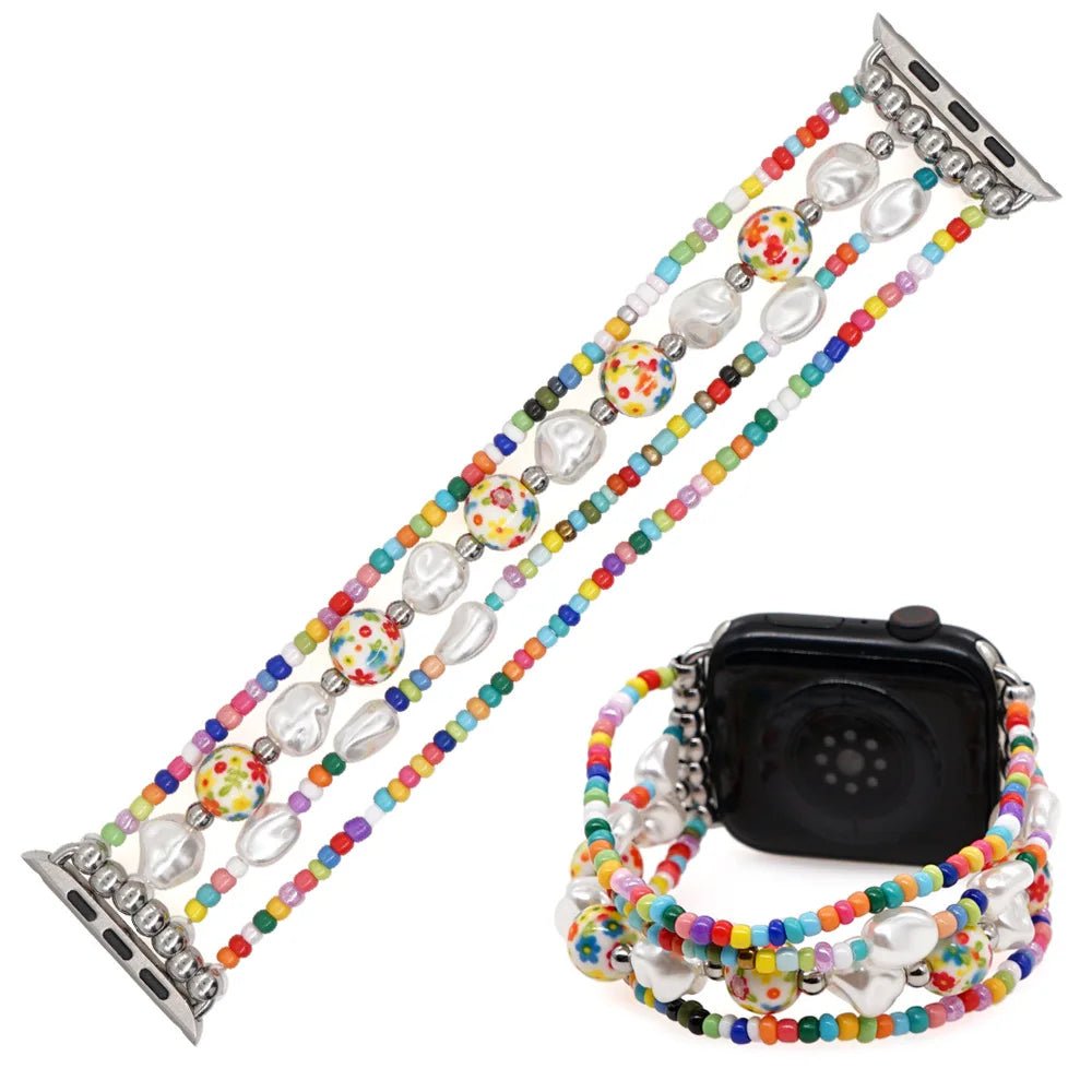 New Bohemian Hand Beaded Soft Pottery Woman Strap for Apple Watch - Rainbow-38MM-40MM-Insta Straps