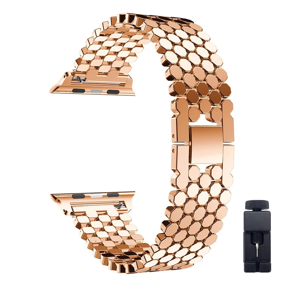 Luxury Hexagon Metal Apple Watch Band - rose gold-38mm 40mm 41mm-Insta Straps