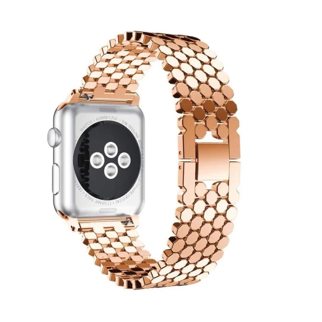 Luxury Hexagon Metal Apple Watch Band - rose gold-38mm 40mm 41mm-Insta Straps