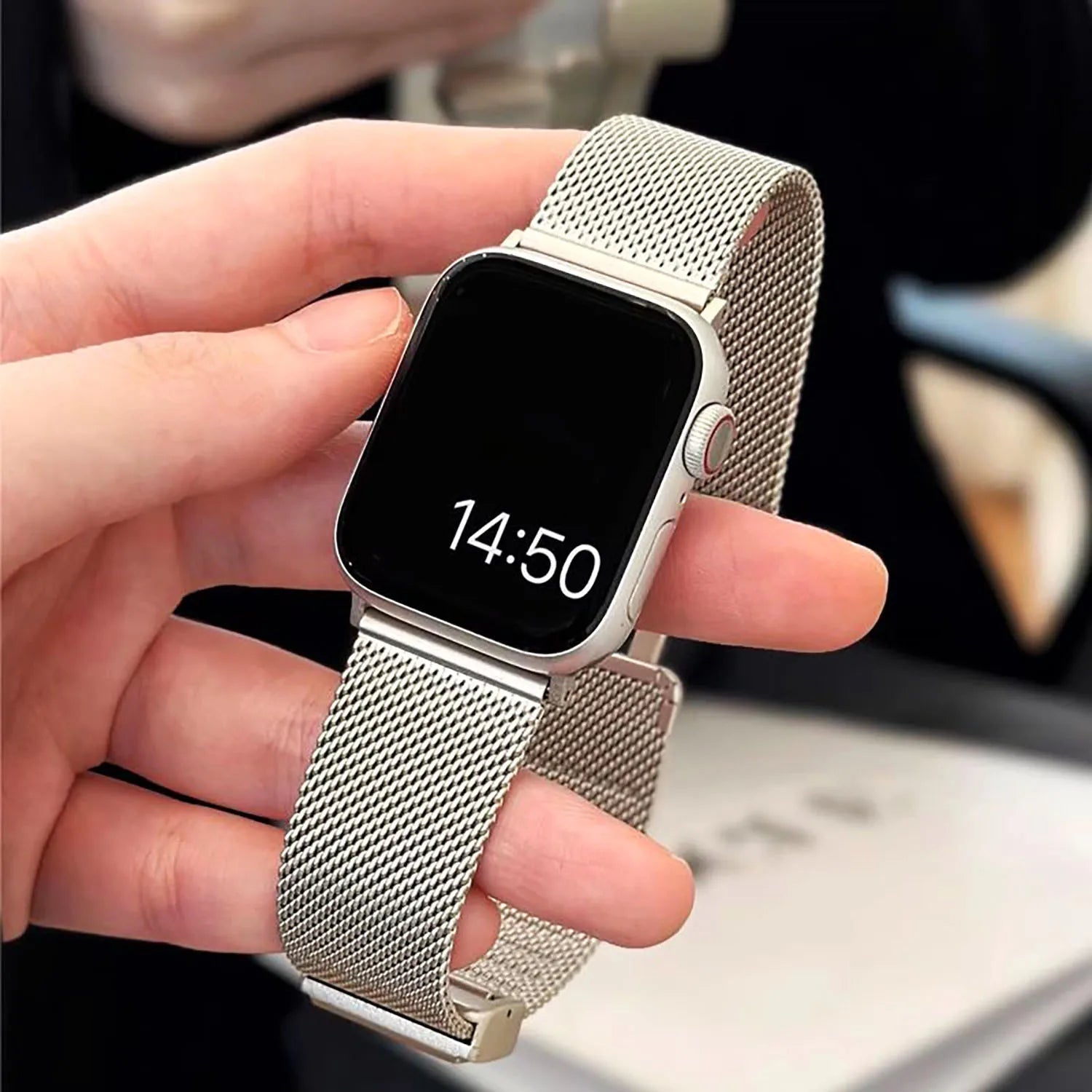 Luxury Stainless Steel Apple Watch band With Magnetic Clasp - Beige-38mm 40mm 41mm-Insta Straps
