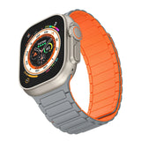 Magnetic Silicone Apple Watch Sports Band - Gray Orange-38mm 40mm 41mm-Insta Straps
