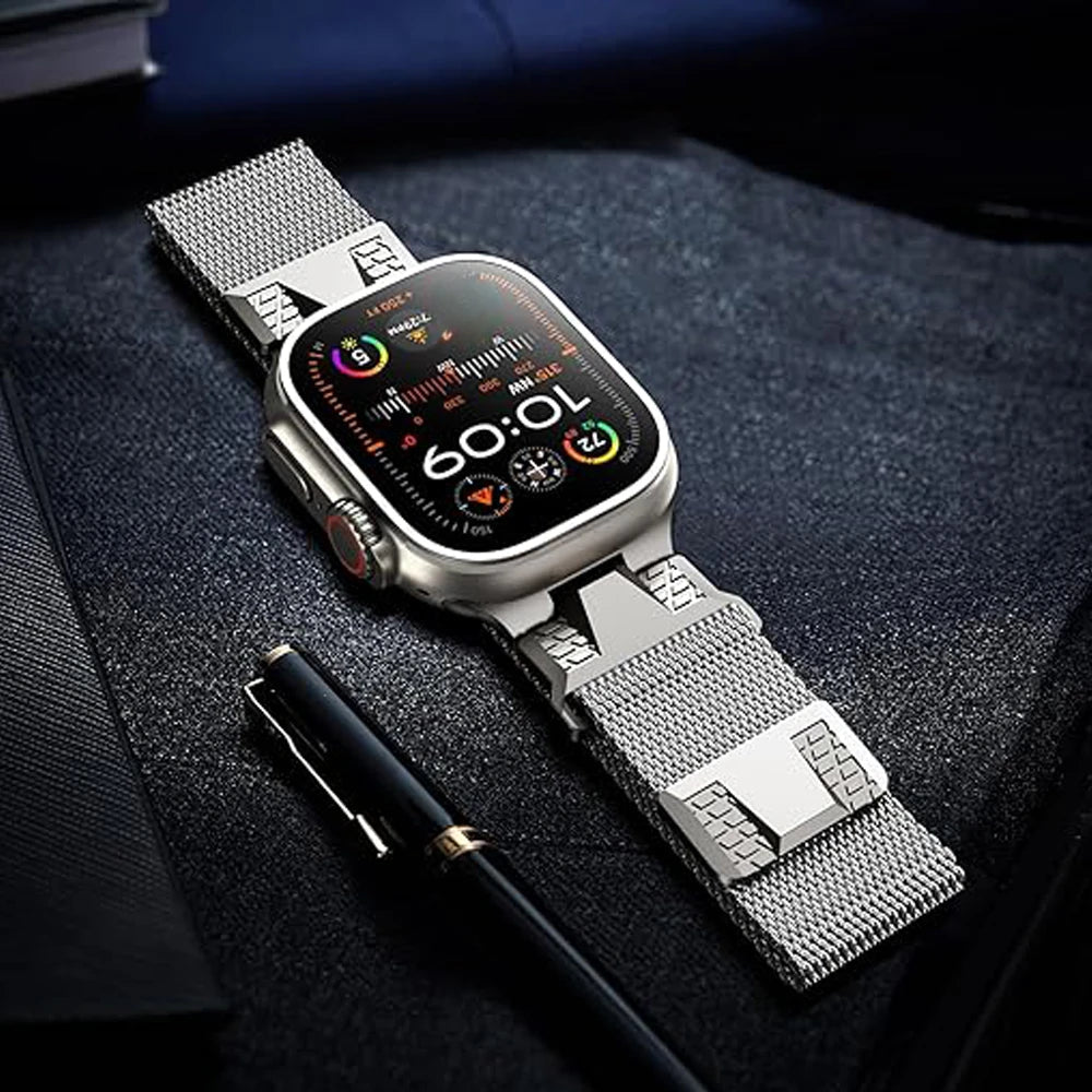 Magnetic Stainless Steel Milanese Loop Apple Watch Band - titanium gray-42mm-Insta Straps