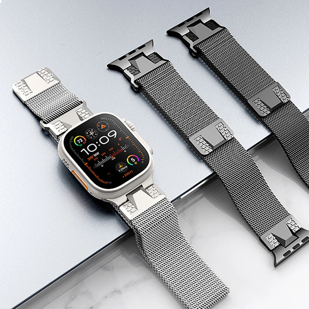 Magnetic Stainless Steel Milanese Loop Apple Watch Band - titanium gray-42mm-Insta Straps