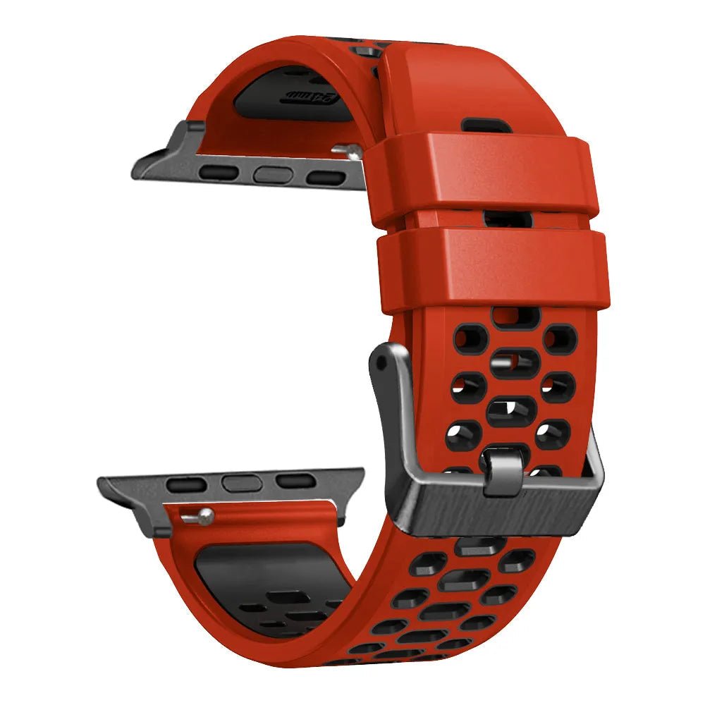 NEW Silicone strap For Apple Watch - black and red-Ultra 49mm-Insta Straps