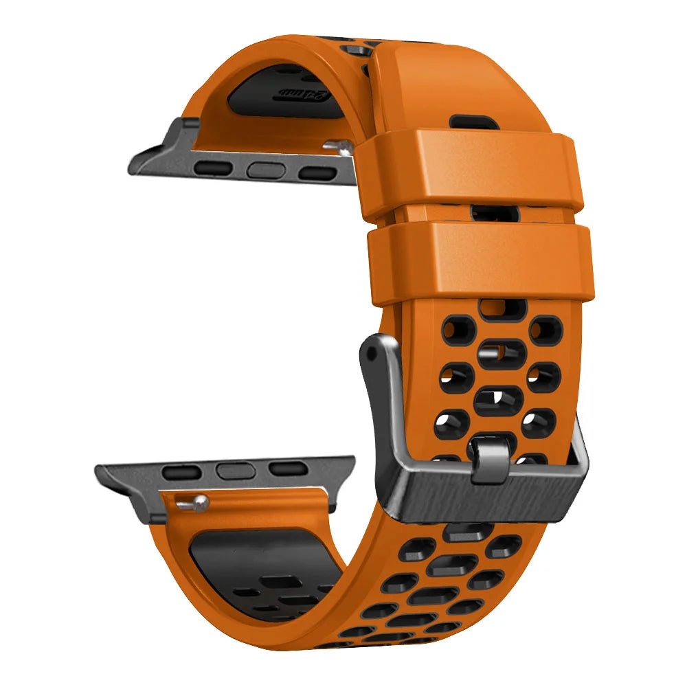 NEW Silicone strap For Apple Watch - black orange-Ultra 49mm-Insta Straps