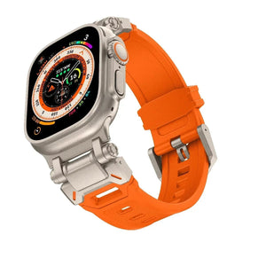 Rugged Metal and Rubber Apple Watch band - Orange Titanium-42mm 44mm 45mm 49mm-Insta Straps
