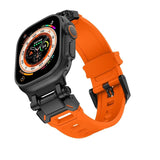 Rugged Metal and Rubber Apple Watch band - Orange Black-42mm 44mm 45mm 49mm-Insta Straps