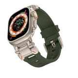 Rugged Metal and Rubber Apple Watch band - Green Titanium-42mm 44mm 45mm 49mm-Insta Straps