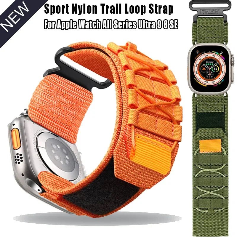 Rugged Outdoor Nylon Loop Band for Apple Watch - Army Green-Ultra 2 or 49mm 45mm-Insta Straps