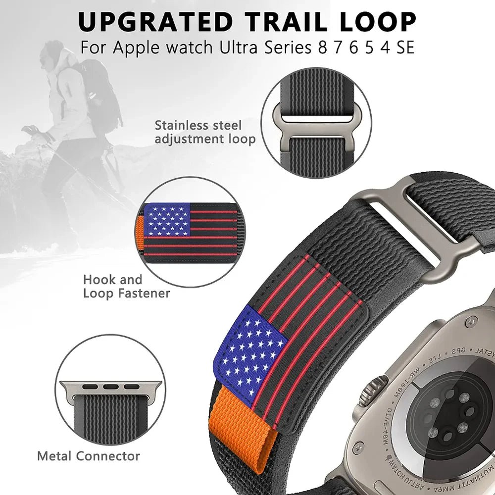 Trail Loop Band for Apple Watch - Black Gray B-38mm 40mm 41 mm-Insta Straps